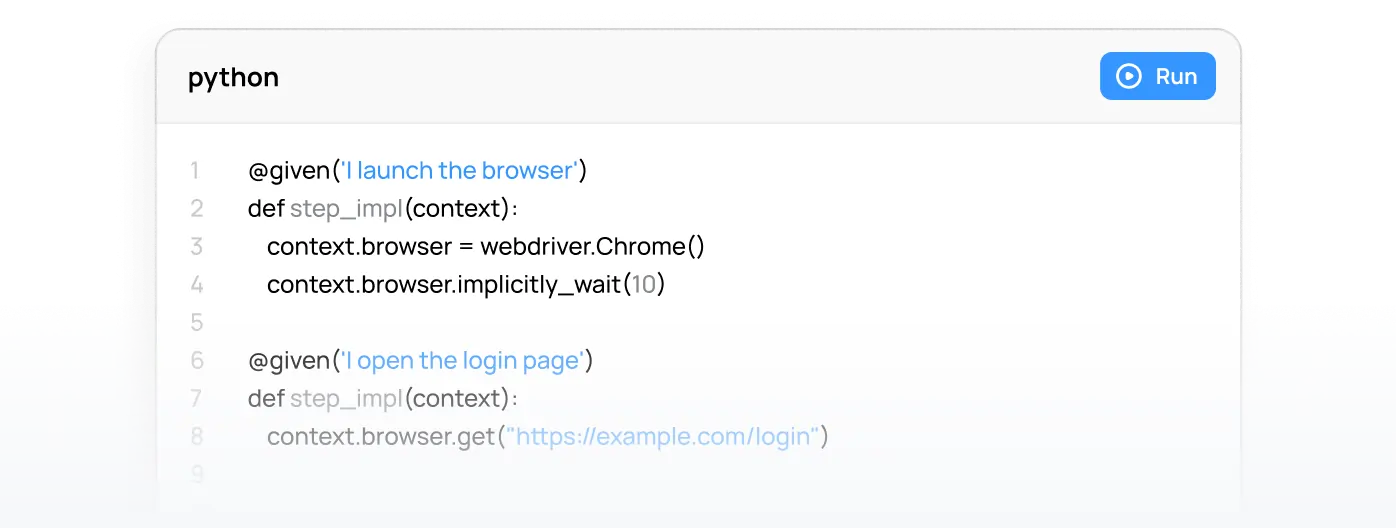 Behave test script development