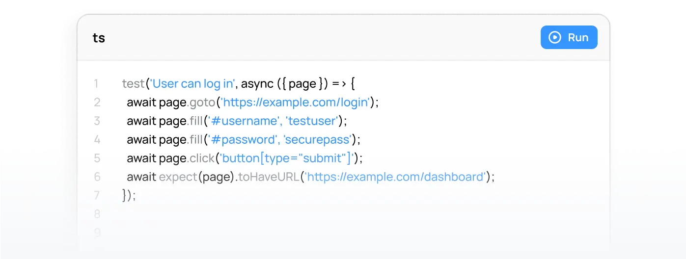 Playwright test script development