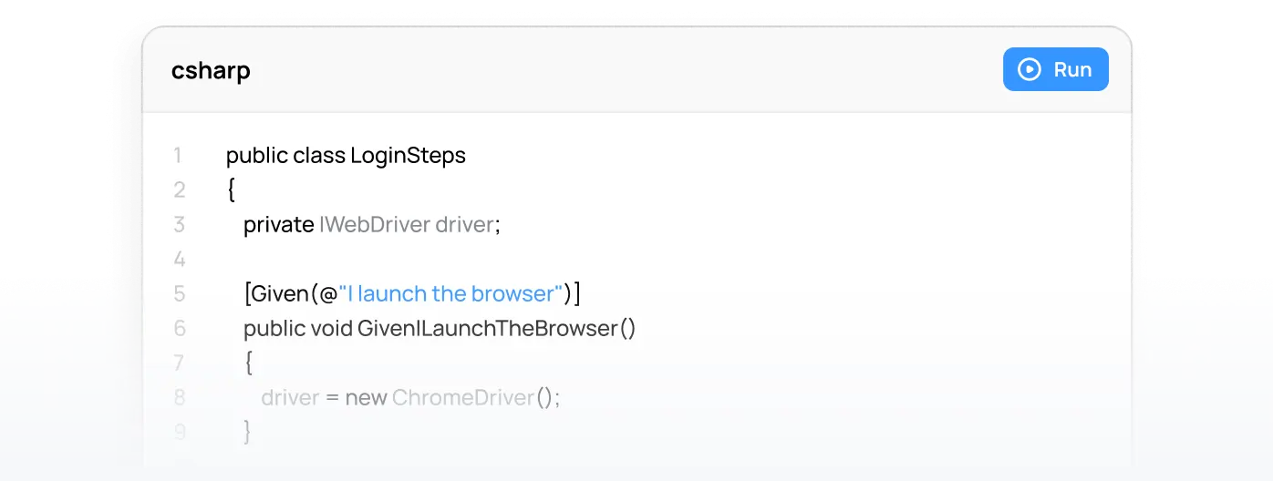 SpecFlow test script development