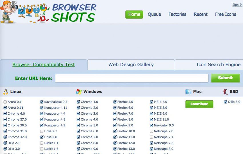 BrowserShots - Cross Platform Browser Test
