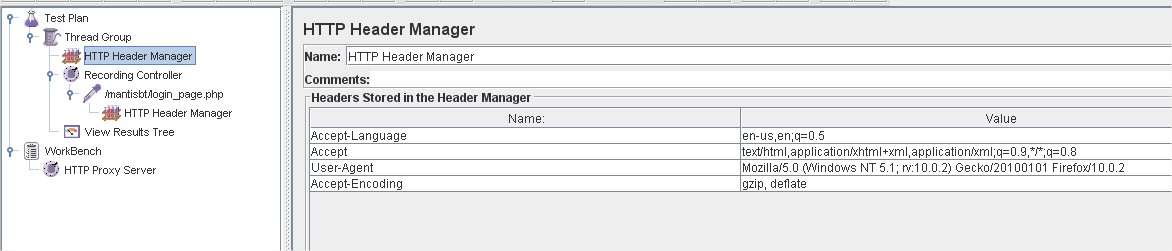 HTTP Header Manager