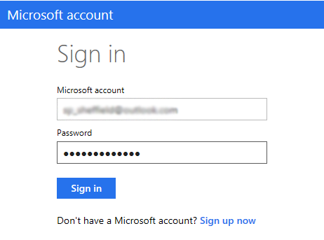Signing in to Microsoft Account