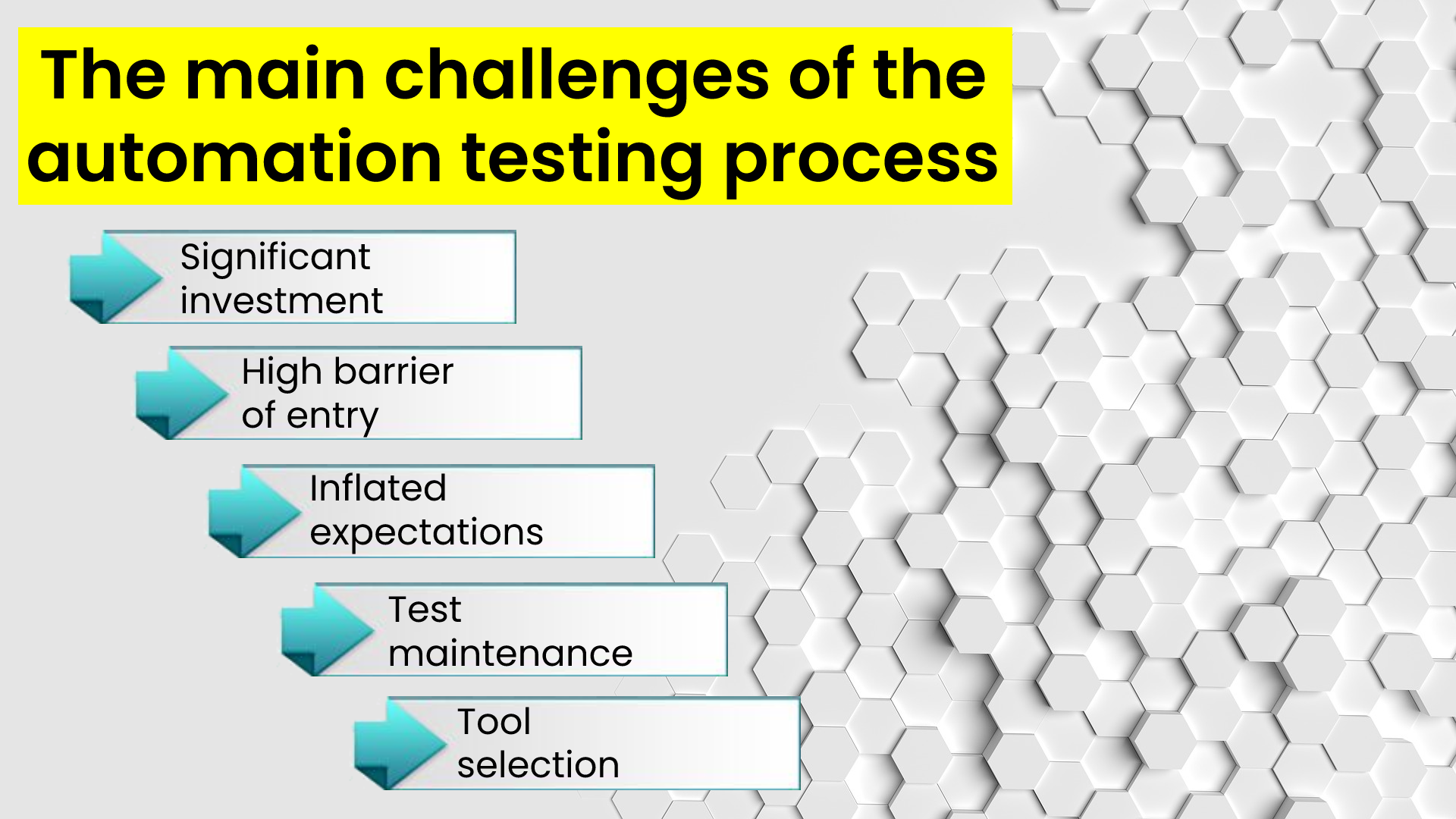 The main challenges of the automation testing process